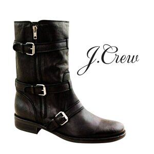 J. CREW Miller Triple Buckle Genuine Leather Biker Boot
